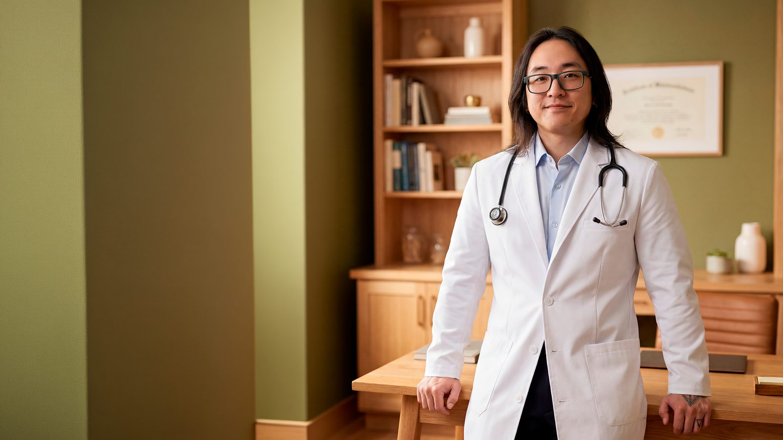 Dr. Frederiko Agawa em seu consultório